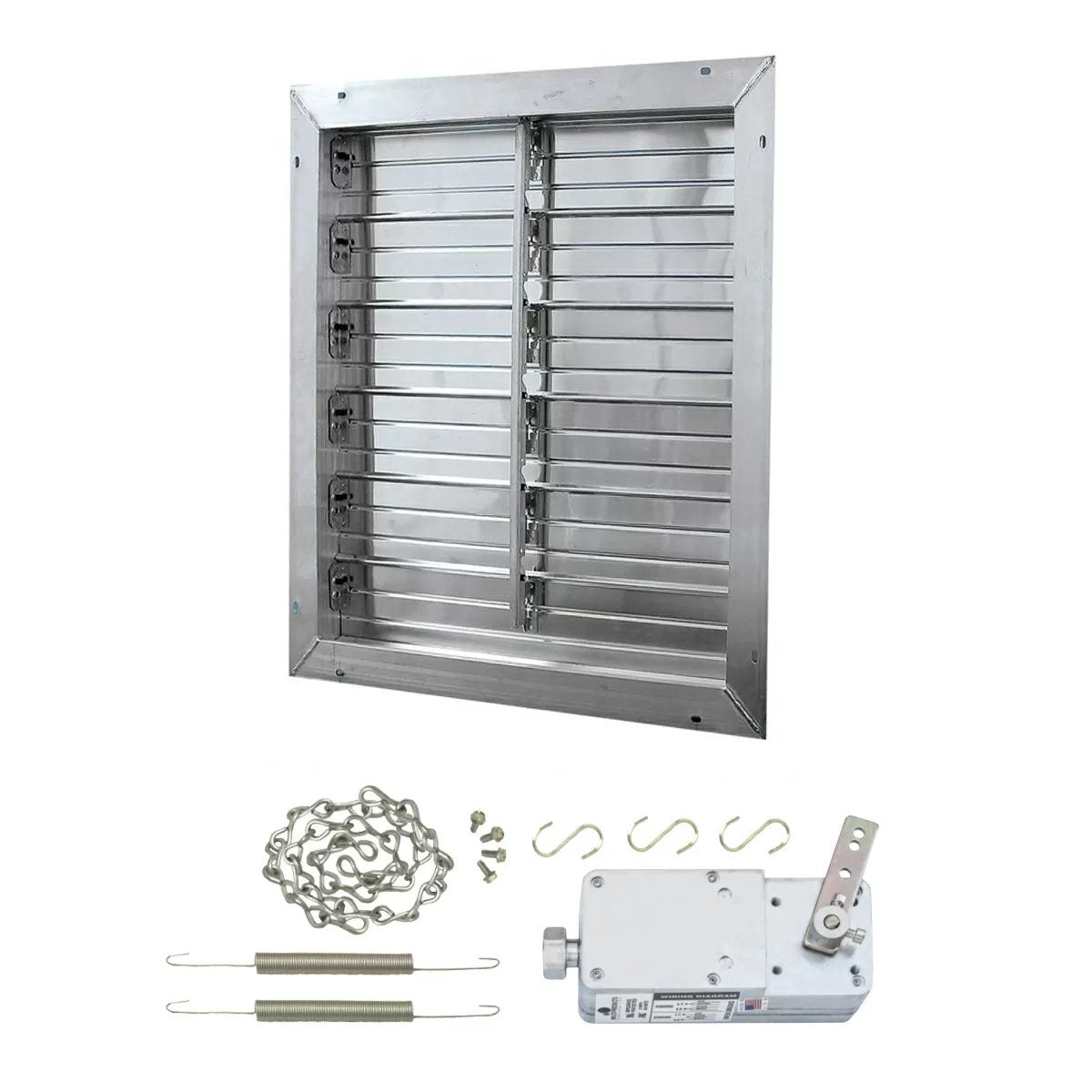 J&D Manufacturing Aluminum Intake Power Shutter with Motorized Kit  Single Panel