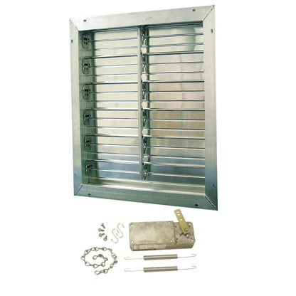 J&D Manufacturing Aluminum Intake Power Shutter with Motorized Kit  Double Panel