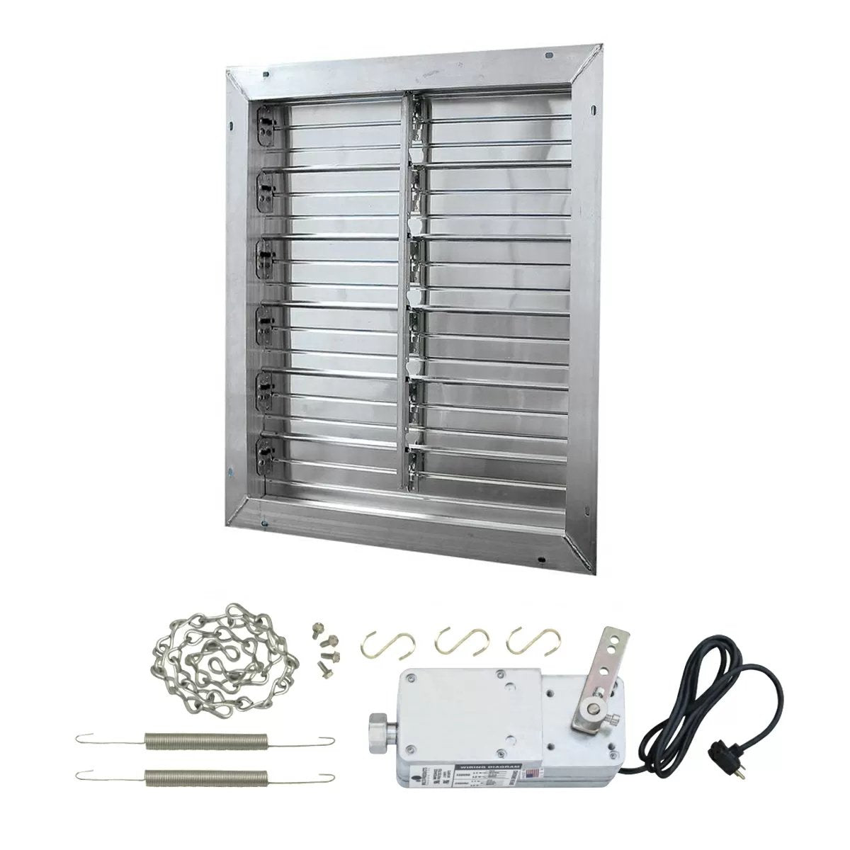 J&D Manufacturing Aluminum Intake Power Shutter with Motorized Kit & Cord - 12"