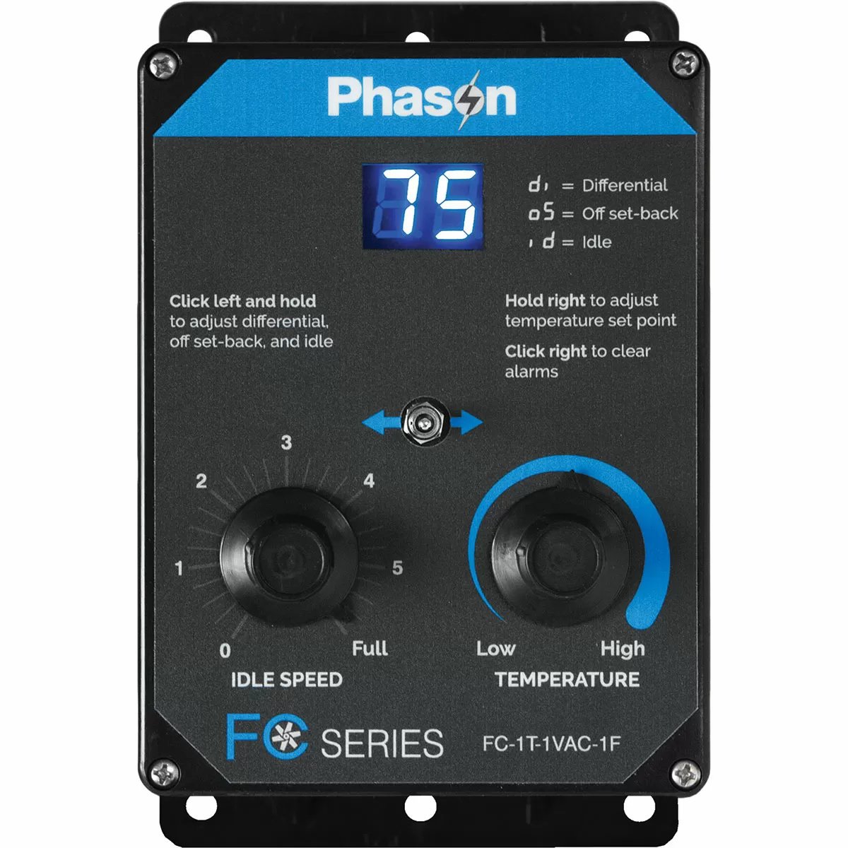 Phason Variable Fan & Fixed-Stage Heater Controller - FC-1T-1VAC-1F