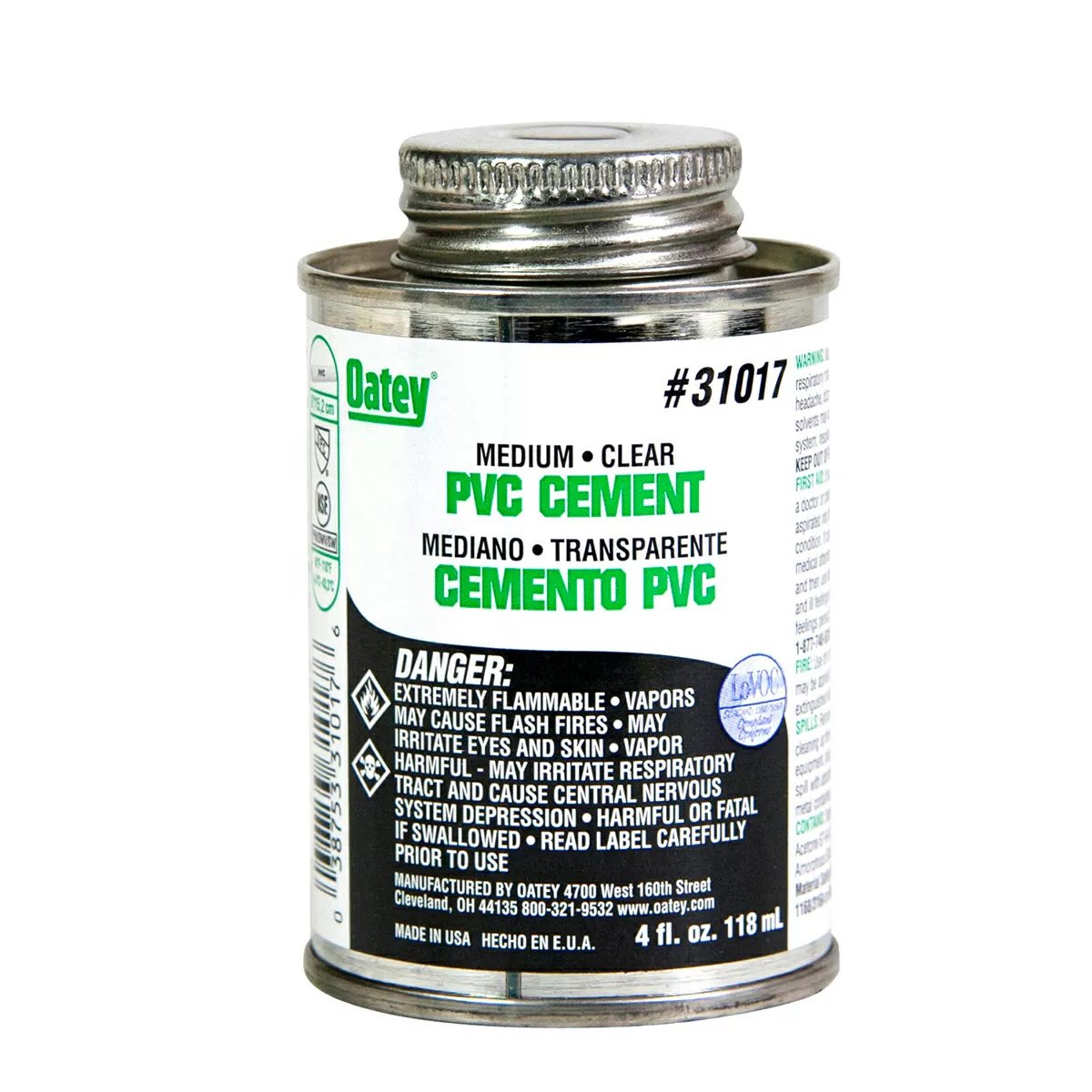 Oatey® Medium Clear PVC Cement - 4 oz