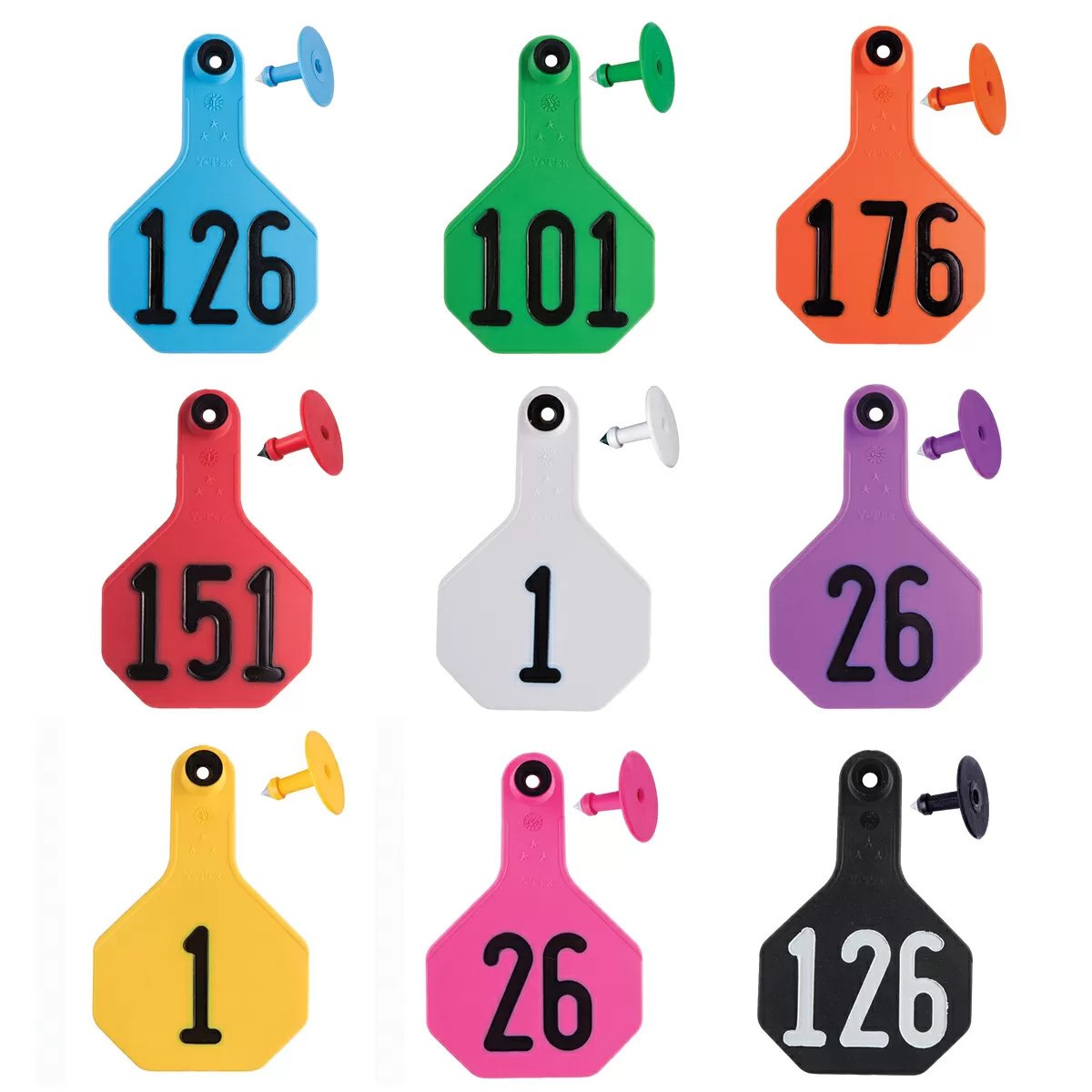 Y-Tex® 3-Star Medium Cattle Numbered Ear Tags - Numbered 25/Bag