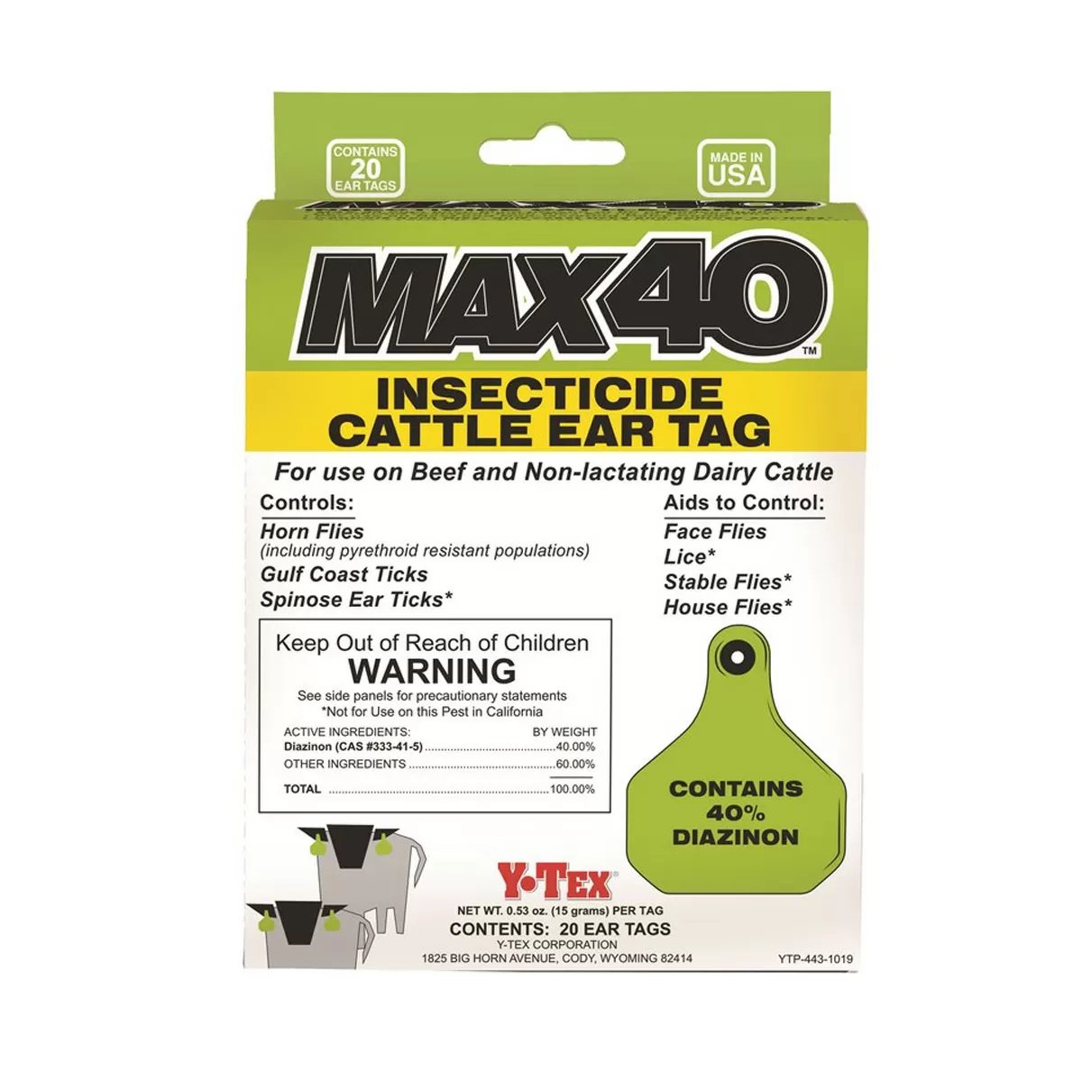 YTex® Max40™ Insecticide Tags w/Buttons