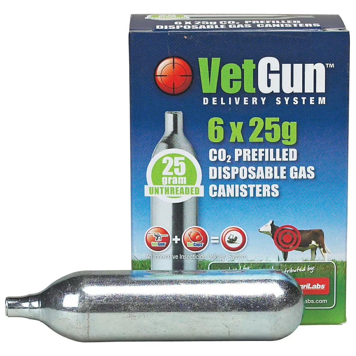 VetGun® Pre-Filled CO2 Disposable Cartridges - 6 x 25 gm