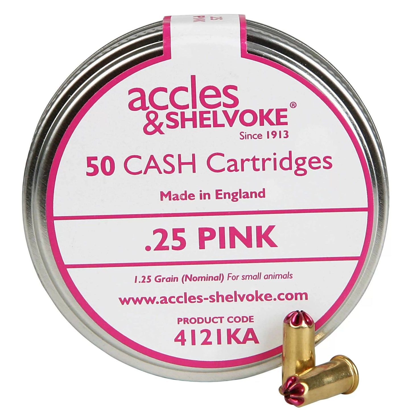 Accles & Shelvoke CASH® .25 Caliber Pink 1.25 Grain Cartridges -  50/Tin