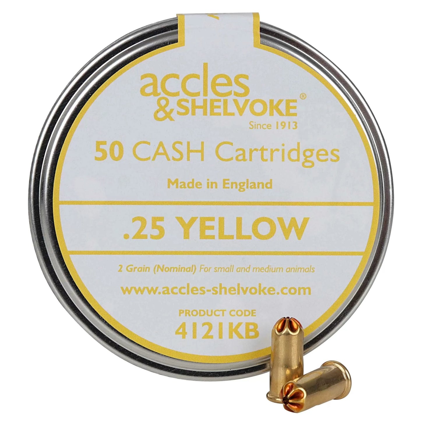 Accles & Shelvoke CASH® .25 Caliber Yellow 2 Grain Cartridges - 50/Tin