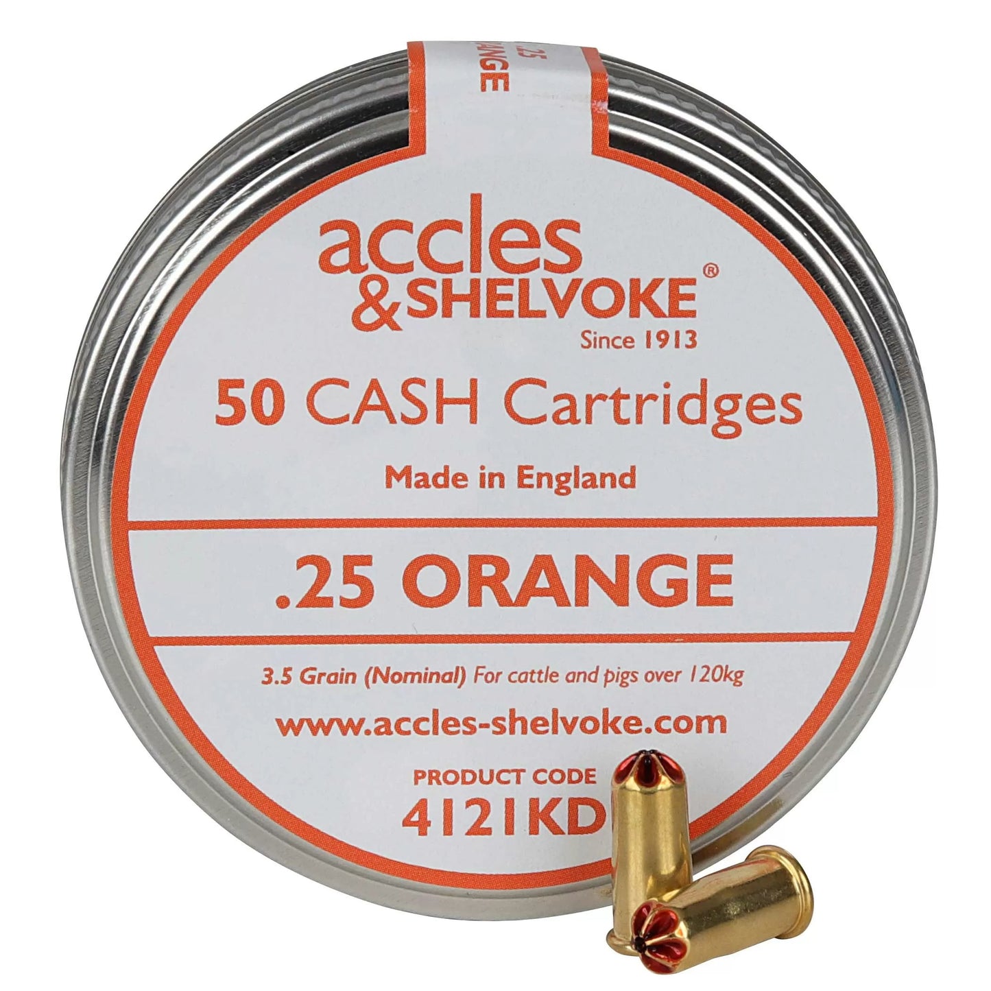 Accles & Shelvoke CASH® .25 Caliber Orange 3.5 Grain Cartridges - 50/Tin