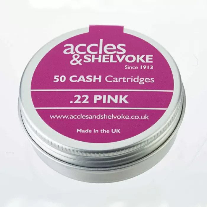 Accles & Shelvoke CASH® .22 Caliber Pink 1.25 Grain Cartridges - 50/Tin