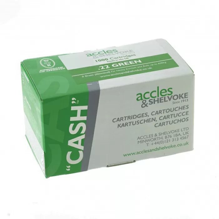 Accles & Shelvoke CASH® .22 Caliber Green 3 Grain Cartridges - 1,000/Box