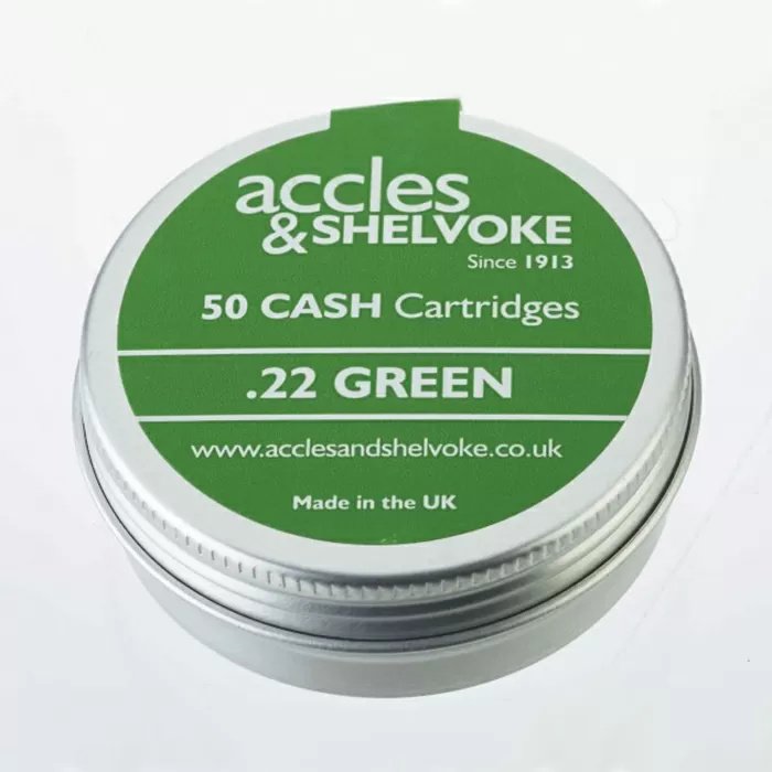 Accles & Shelvoke CASH® .22 Caliber Green 3 Grain Cartridges - 50/Tin