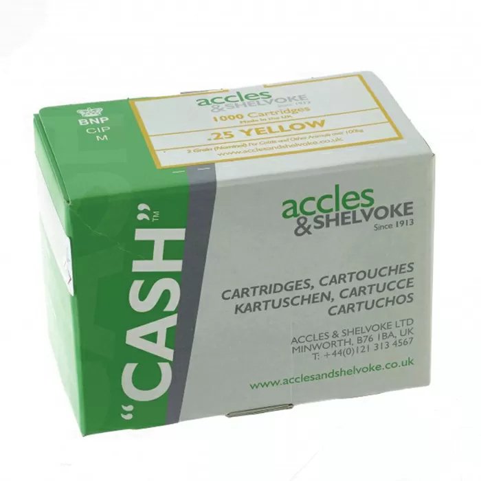 Accles & Shelvoke CASH® .25 Caliber Yellow 2 Grain Cartridges - 1,000/Box