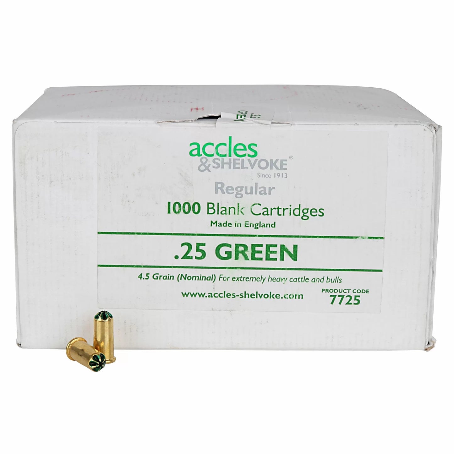 Accles & Shelvoke CASH® .25 Caliber Green 4.5 Grain Cartridges - 1,000/Box