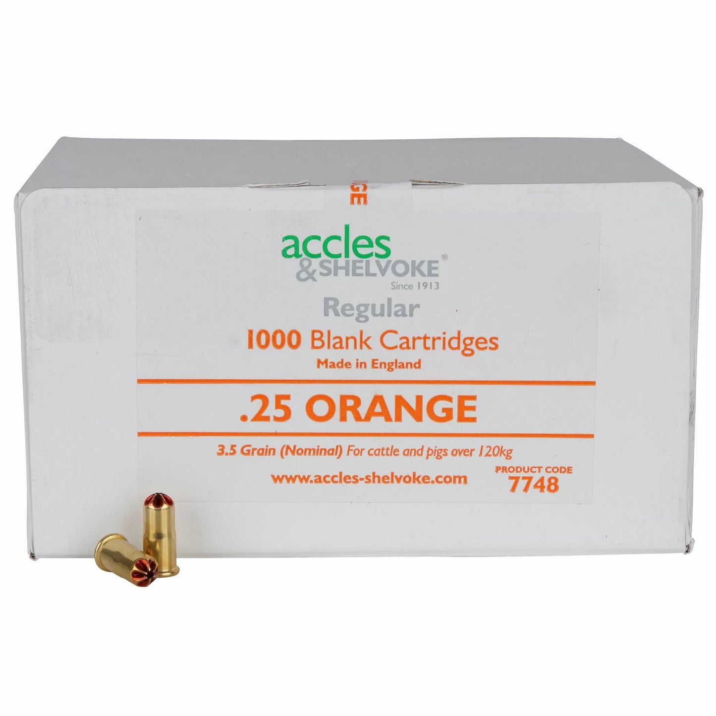 Accles & Shelvoke CASH® .25 Caliber Orange 3.5 Grain Cartridges - 1,000/Box