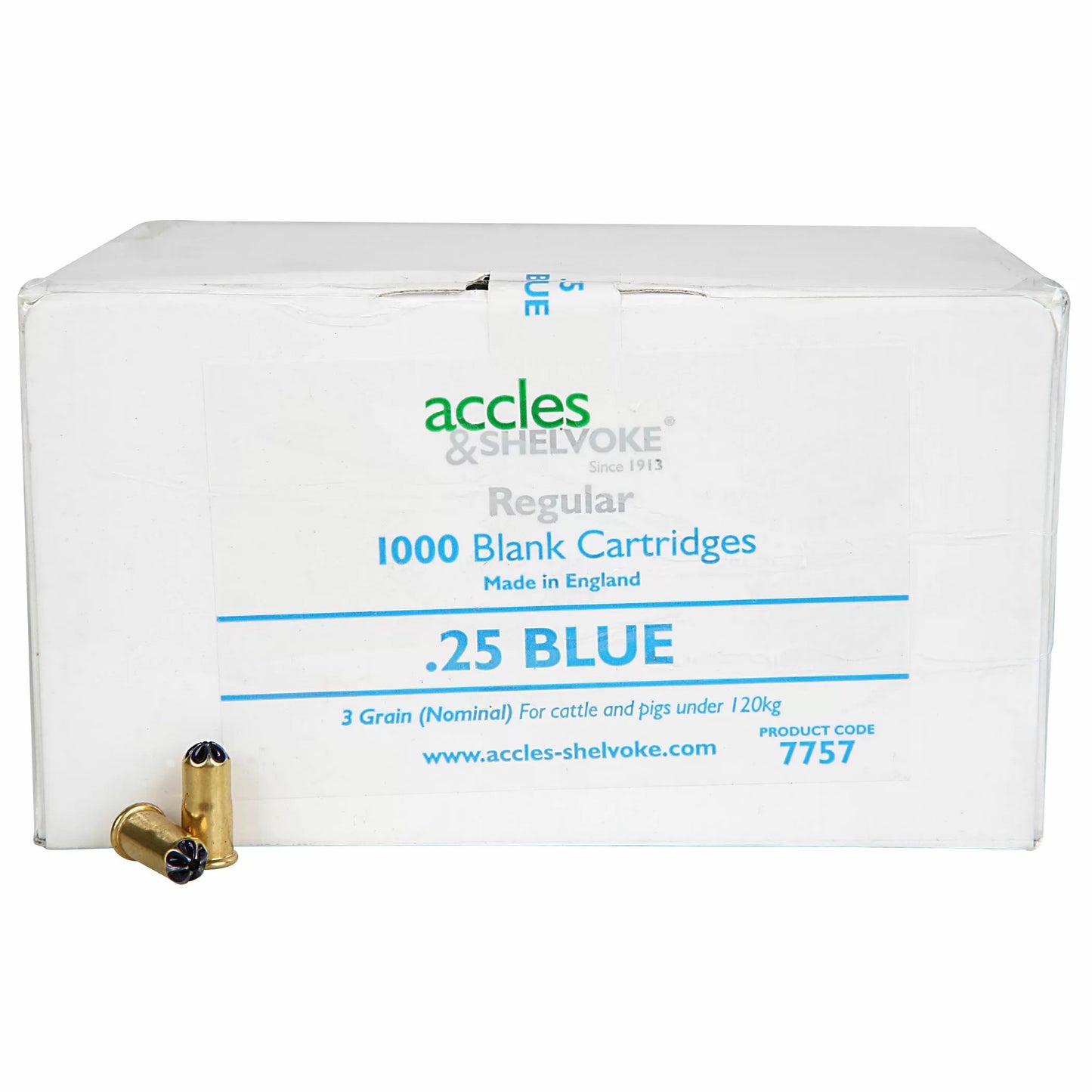 Accles & Shelvoke CASH® .25 Caliber Blue 3 Grain Cartridges - 1,000/Box