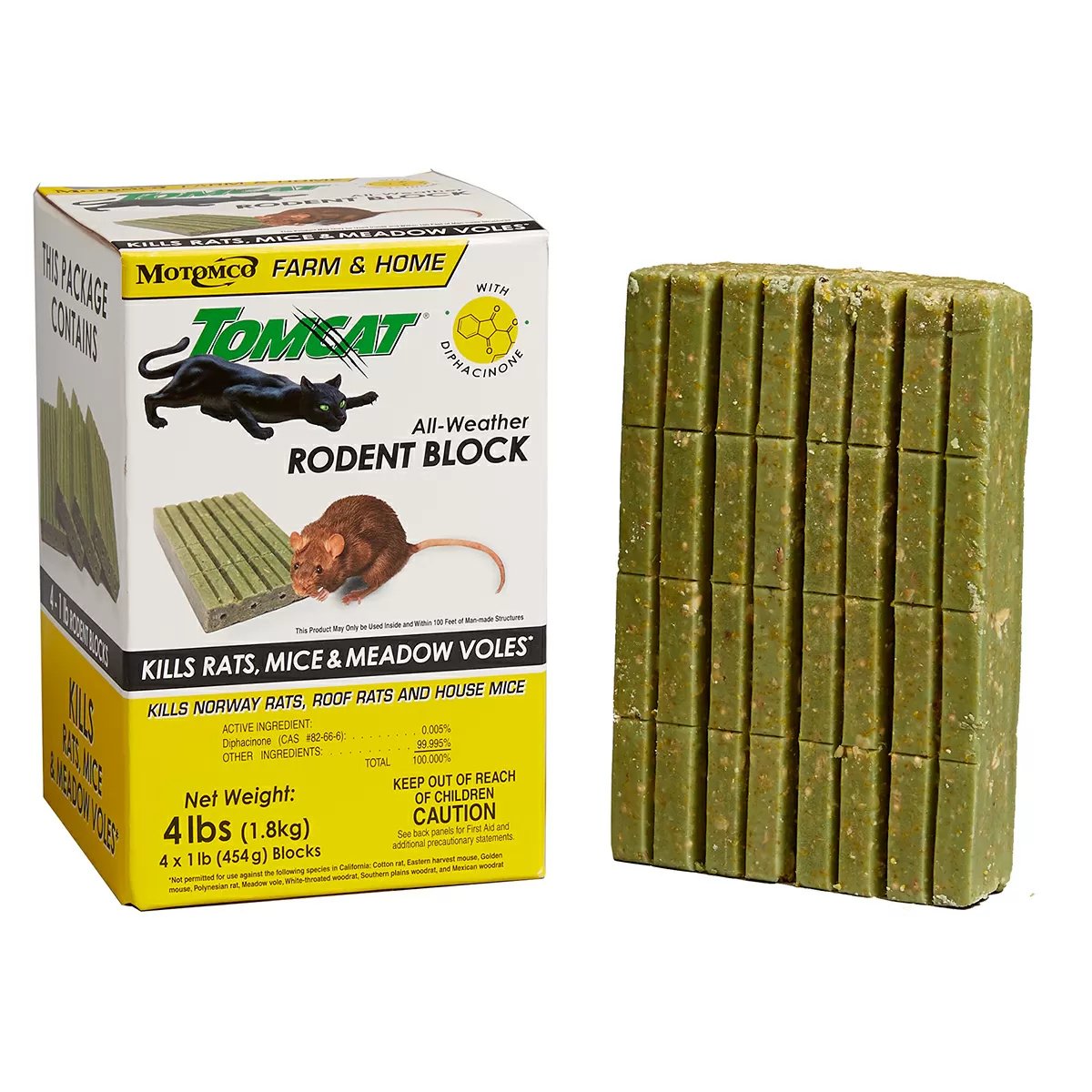 Motomco Tomcat® All-Weather Rodent Blocks - 4 x 1 lb Blocks