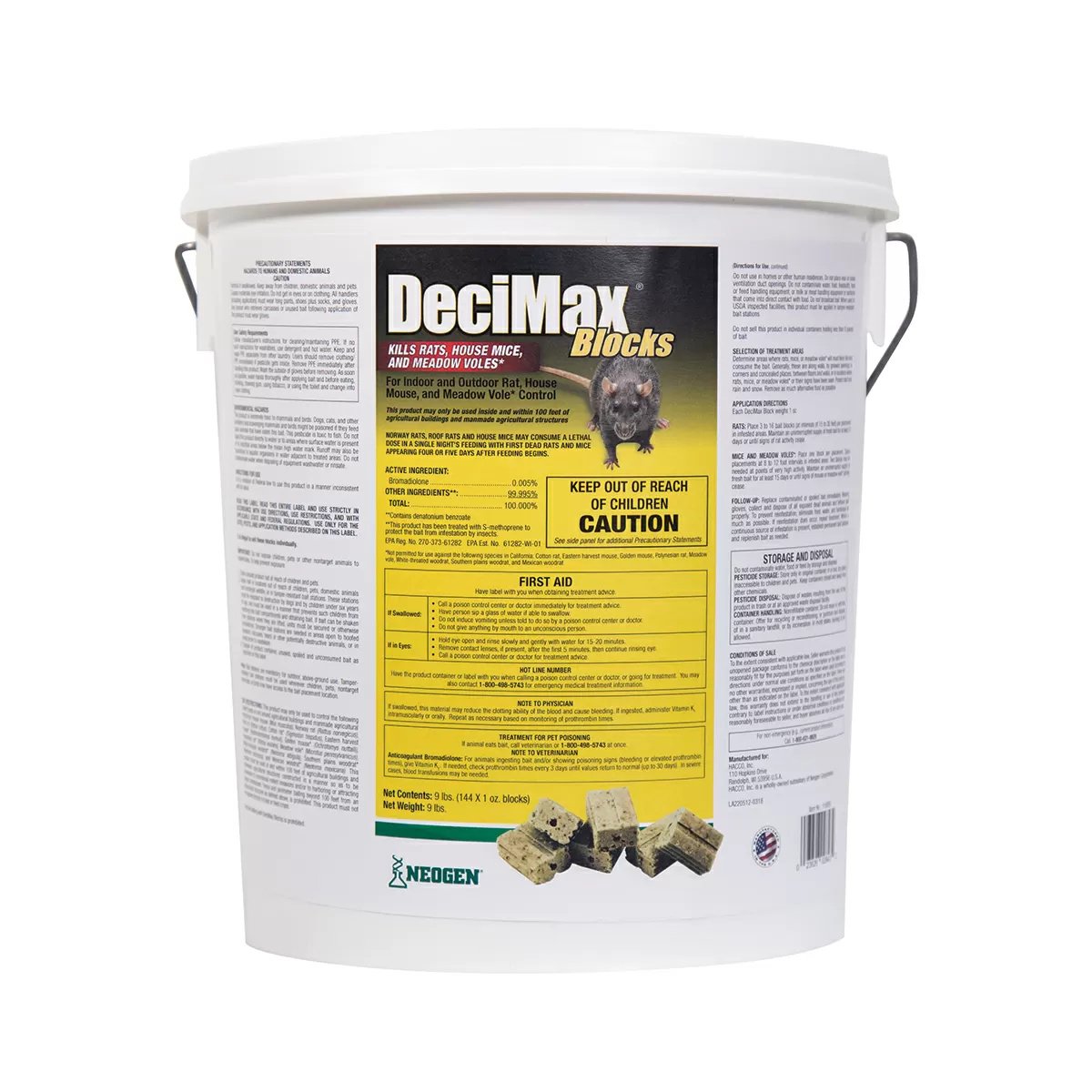 DeciMax® Rodenticide Bait Blocks - 9 lb Pail