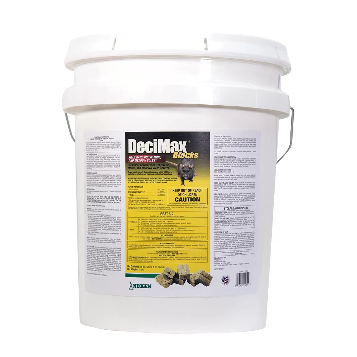 DeciMax® Rodenticide Bait Blocks - 18 lb Pail