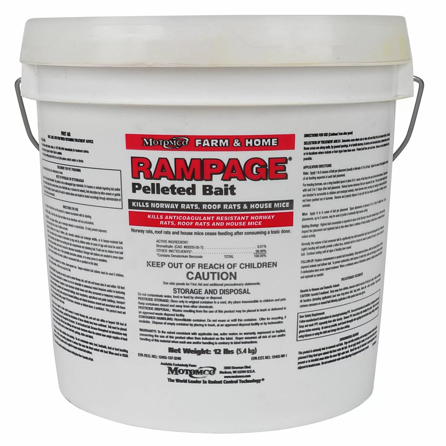 Motomco Rampage® Pellet Bait - 12 lb. Pail