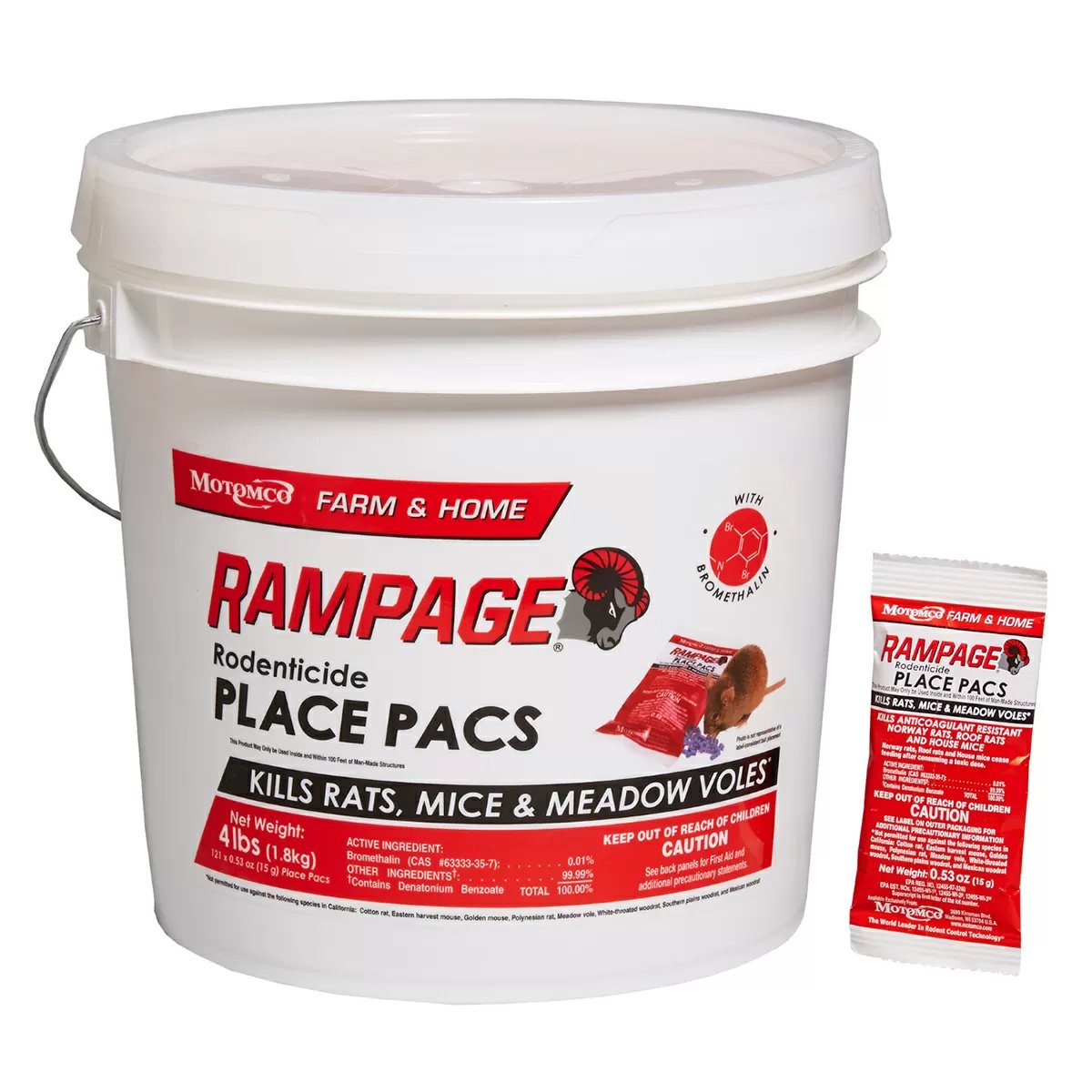 Motomco Rampage® Rat Place Pacs Bait Bucket - 4 lbs