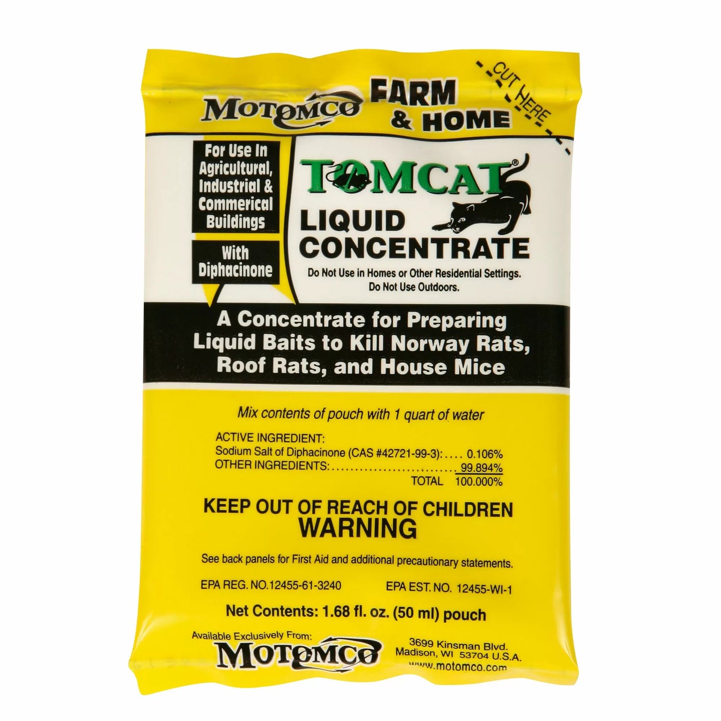 Motomco Tomcat® Liquid Concentrate Rat and Mouse Bait - Case of 50 Pouches