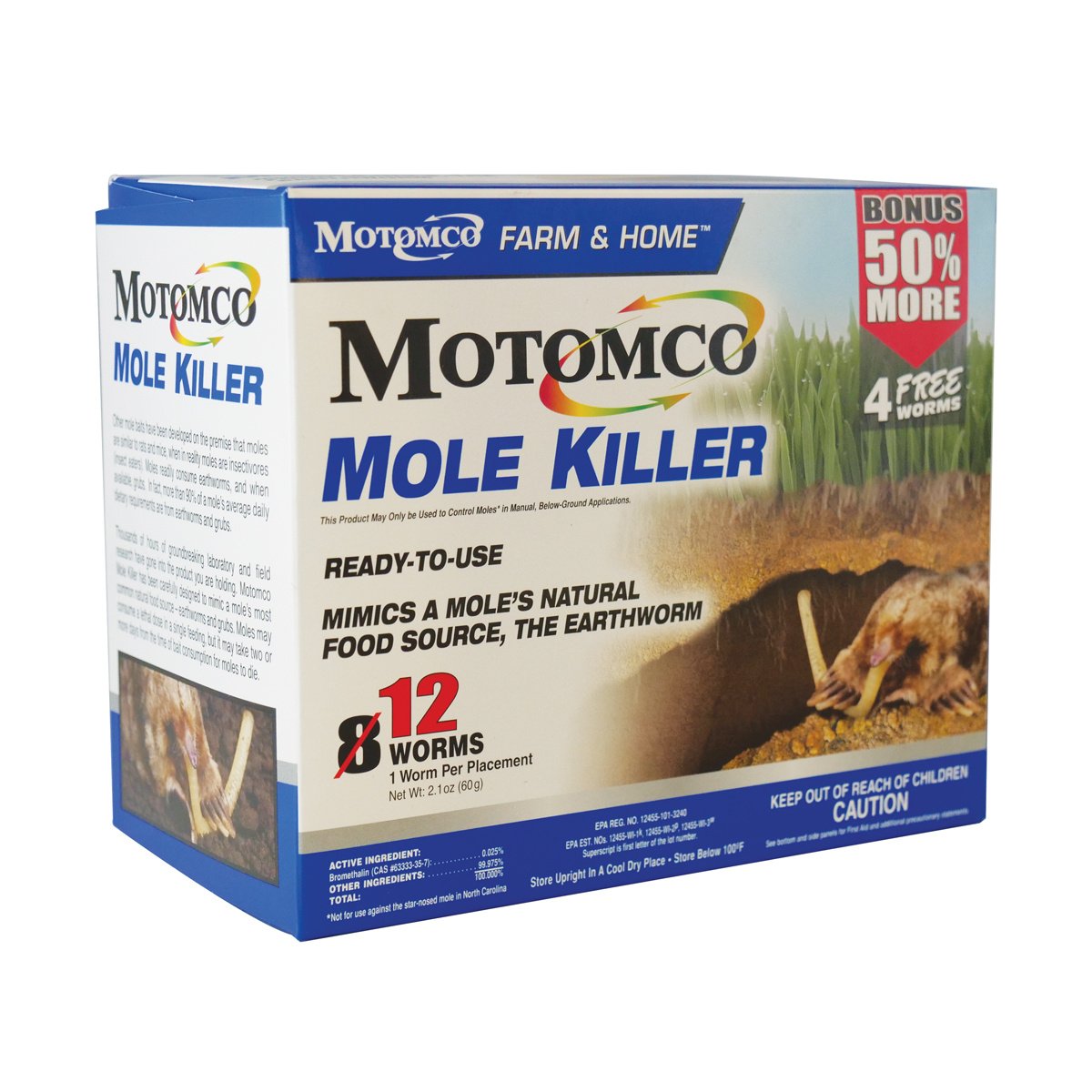 Motomco Mole Killer Original Worm Formula - 8 Pack