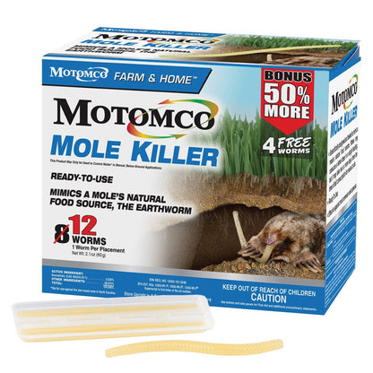 Motomco Mole Killer Original Worm Formula - 8 Pack