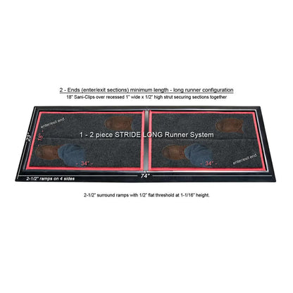 SaniStride® STRIDE Disinfectant Mat LONG Runner End Pieces  1" Deep