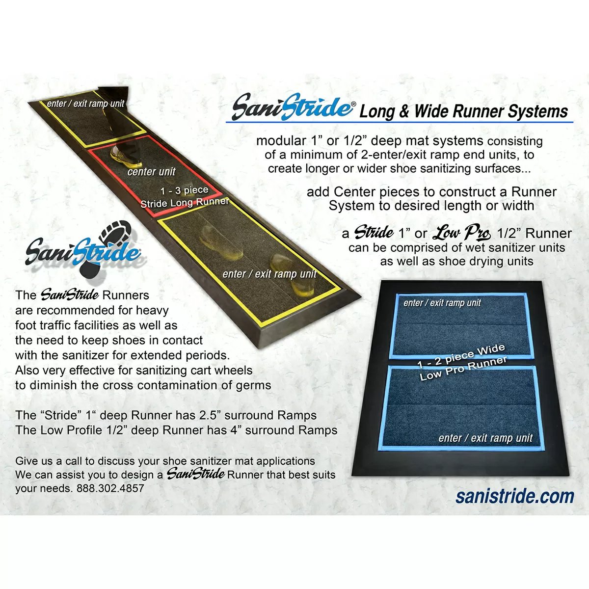 SaniStride® STRIDE Disinfectant Mat LONG Runner End Piece  Low Profile