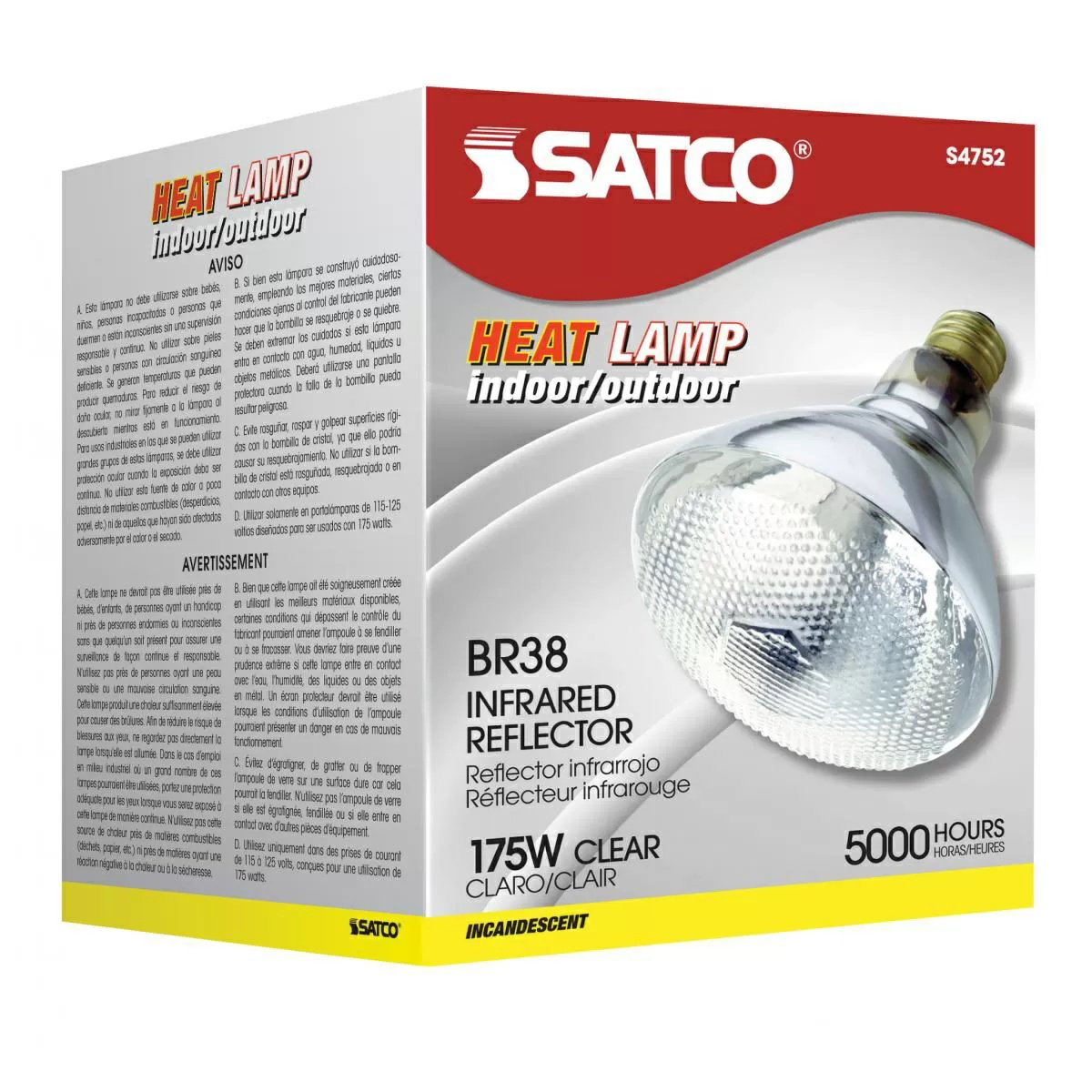 Heavy-Duty Hard Clear Glass Heat Bulb - 175 Watt