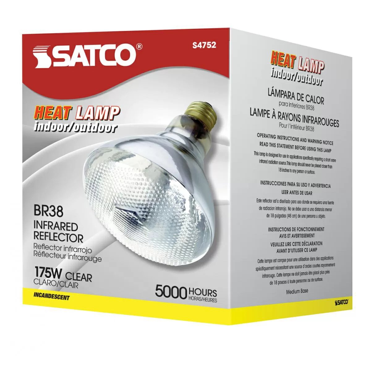 Heavy-Duty Hard Clear Glass Heat Bulb - 175 Watt