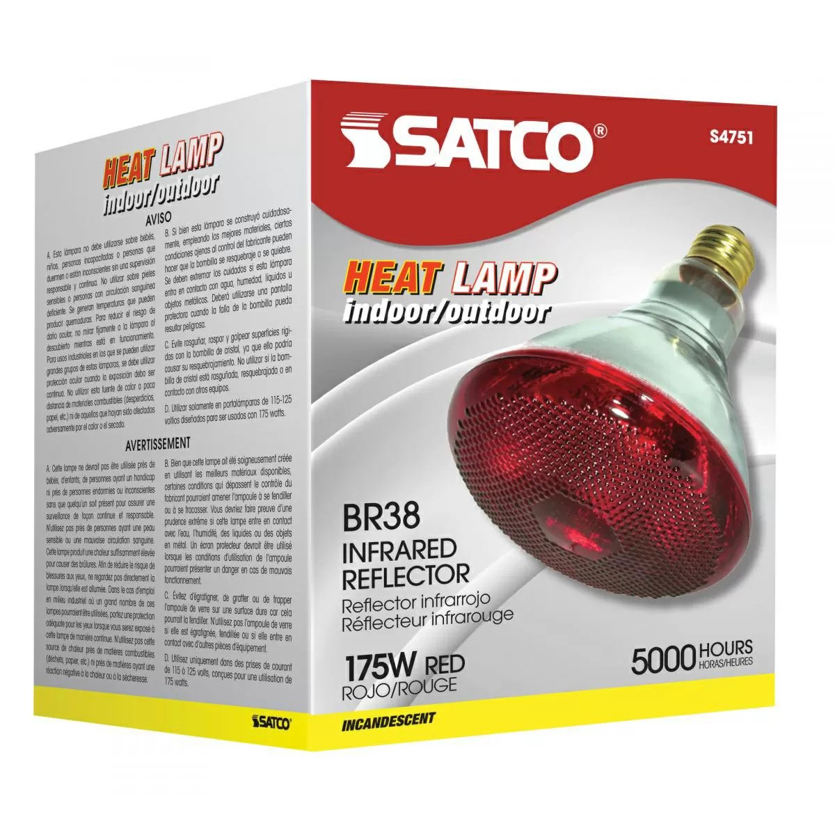 Infrared Heavy-Duty Hard Glass Heat Bulbs - 175 Watt - Red Glass