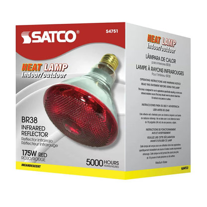 Infrared Heavy-Duty Hard Glass Heat Bulbs - 175 Watt - Red Glass