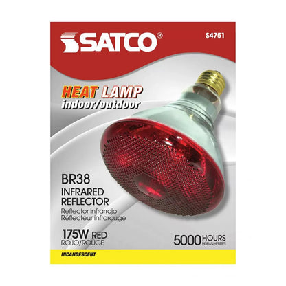 Infrared Heavy-Duty Hard Glass Heat Bulbs - 175 Watt - Red Glass