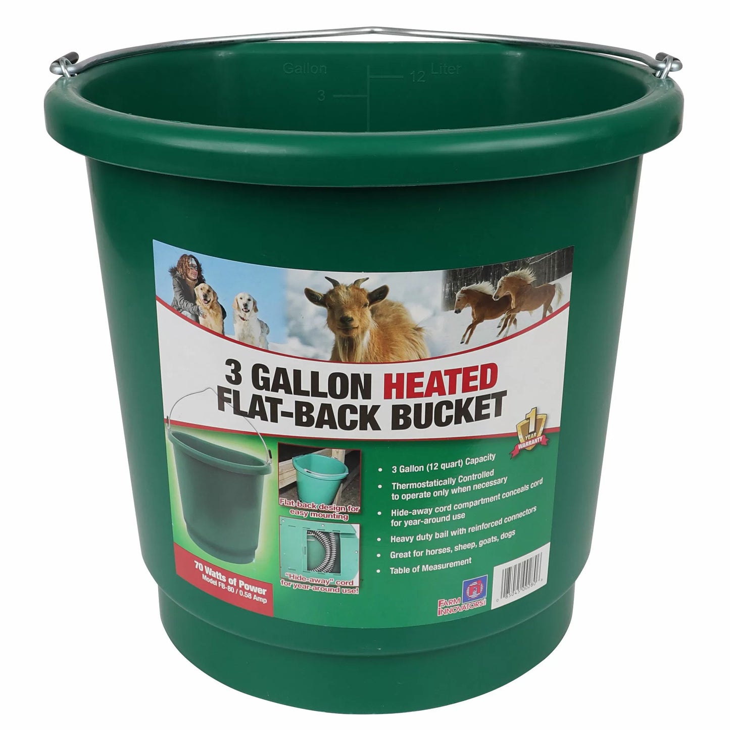 Heated 3 Gallon Flat Back Bucket