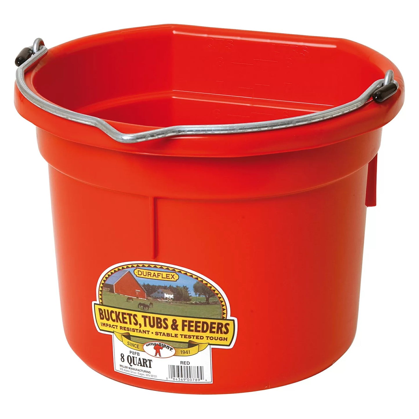 DuraFlex® Plastic Flat Back Bucket - 8 Quart