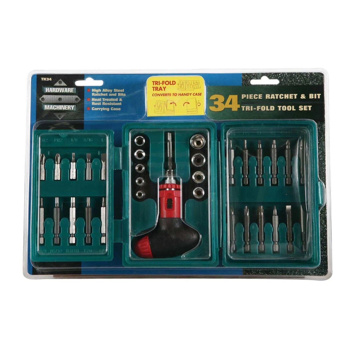 GreatNeck Tools Ratchet & Bit Set -  34 Piece