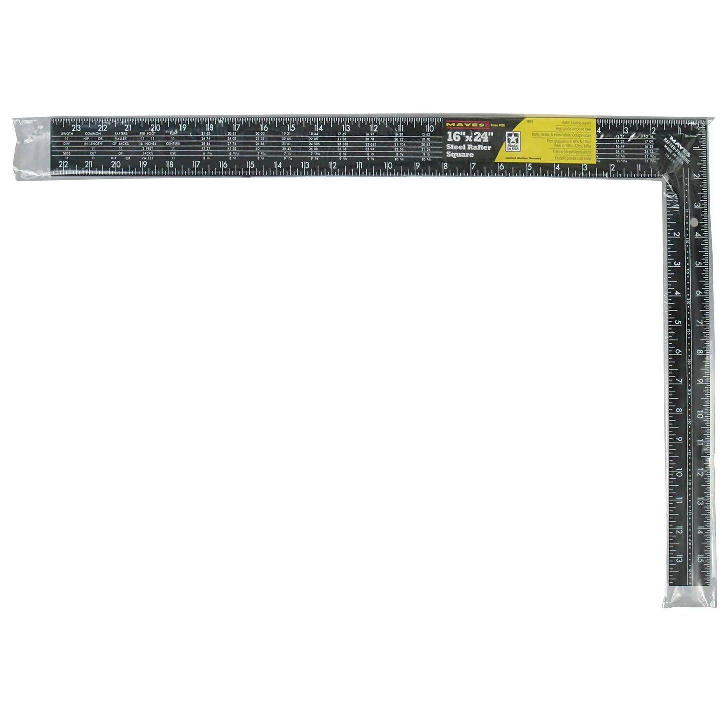 Mayes® 16" x 24" Black Steel Rafter Square