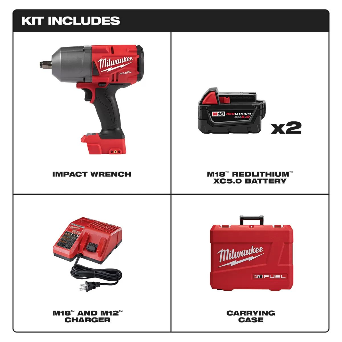 Milwaukee® Tool M18 FUEL™ 1/2" High-Torque Impact Wrench Kit