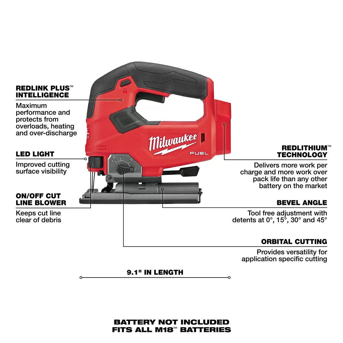 Milwaukee® Tool M18 FUEL™ D-Handle Jigsaw - Tool ONLY