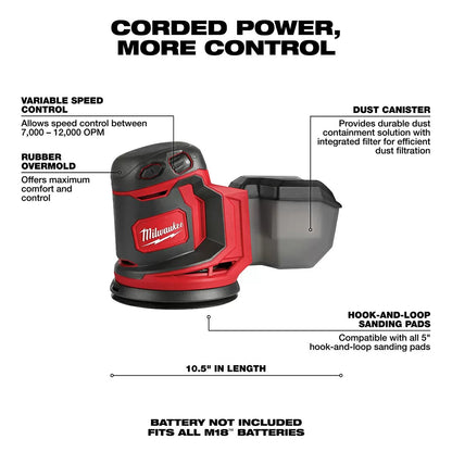 Milwaukee® Tool M18™ Random Orbit Sander - Tool ONLY