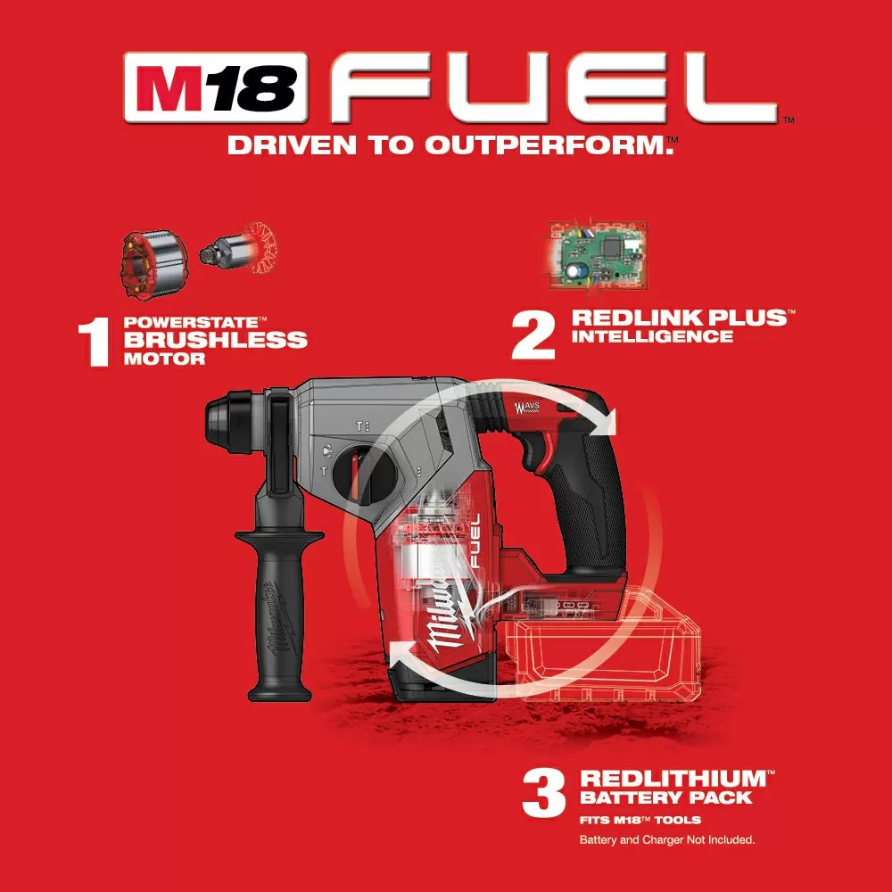 Milwaukee® Tool M18 FUEL™ 1" SDS Plus Rotary Hammer - Tool ONLY