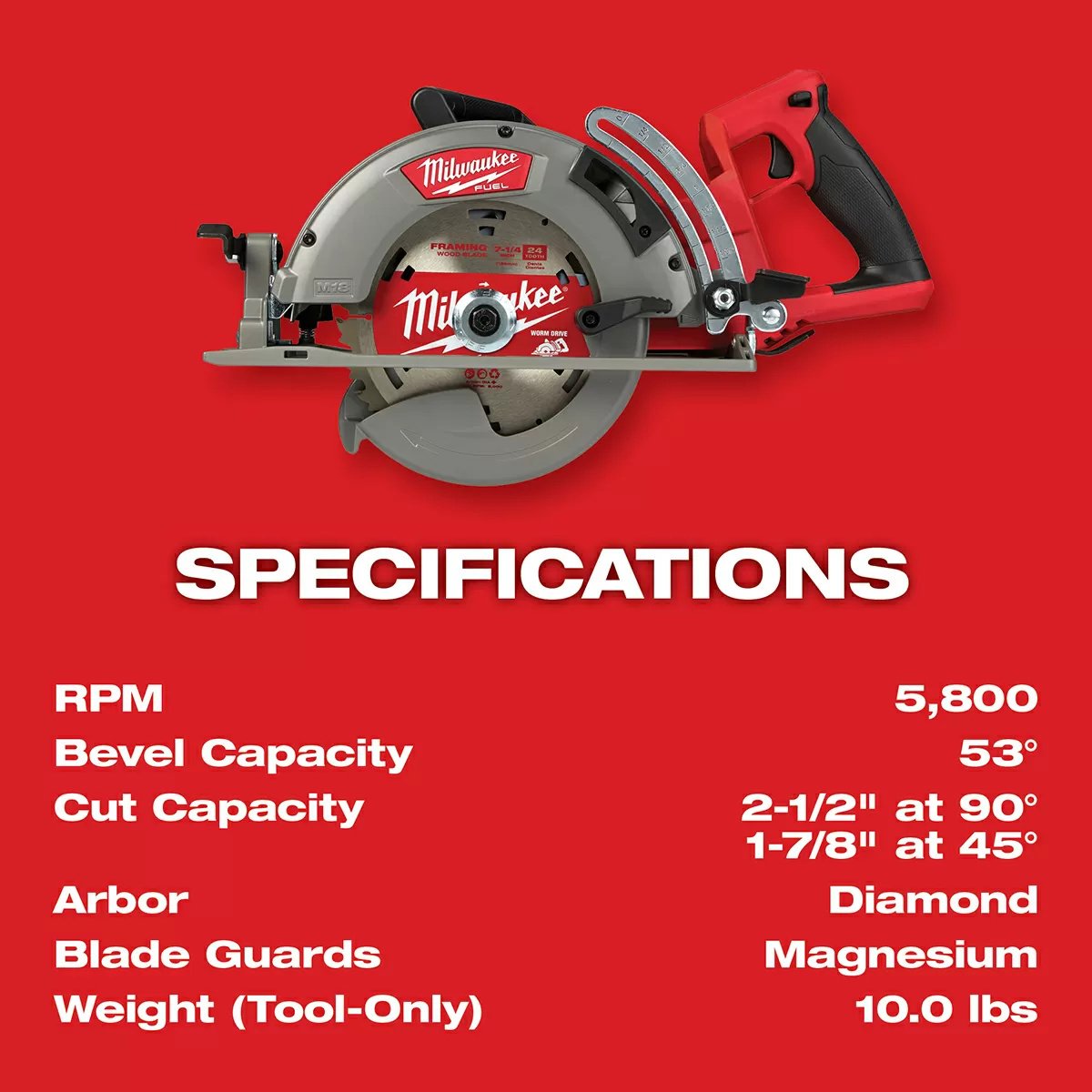 Milwaukee® Tool M18 FUEL™ Rear Handle Circular Saw - 7 1/4" Blade