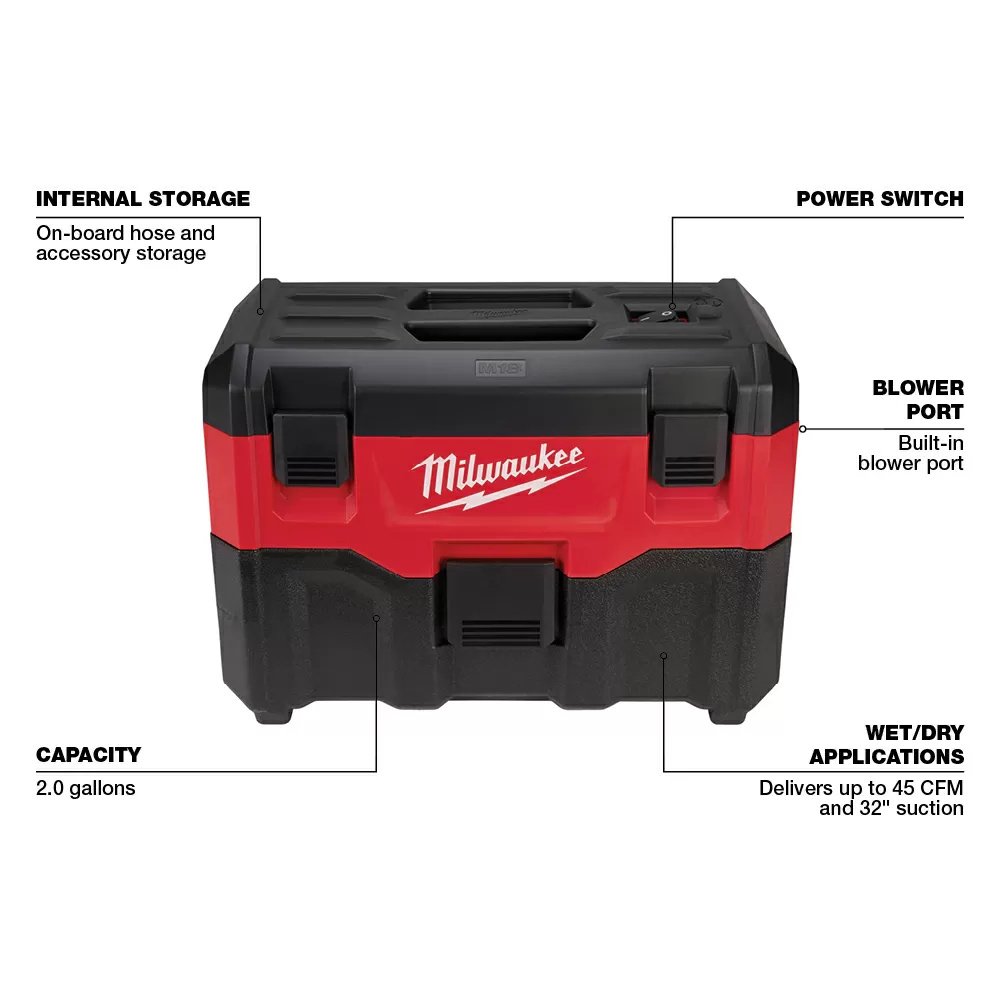 Milwaukee® Tool M18™ 2-Gallon Wet/Dry Vacuum