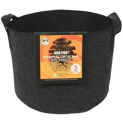 Gro Pro® Essential Round Black Fabric Pot w/Handles