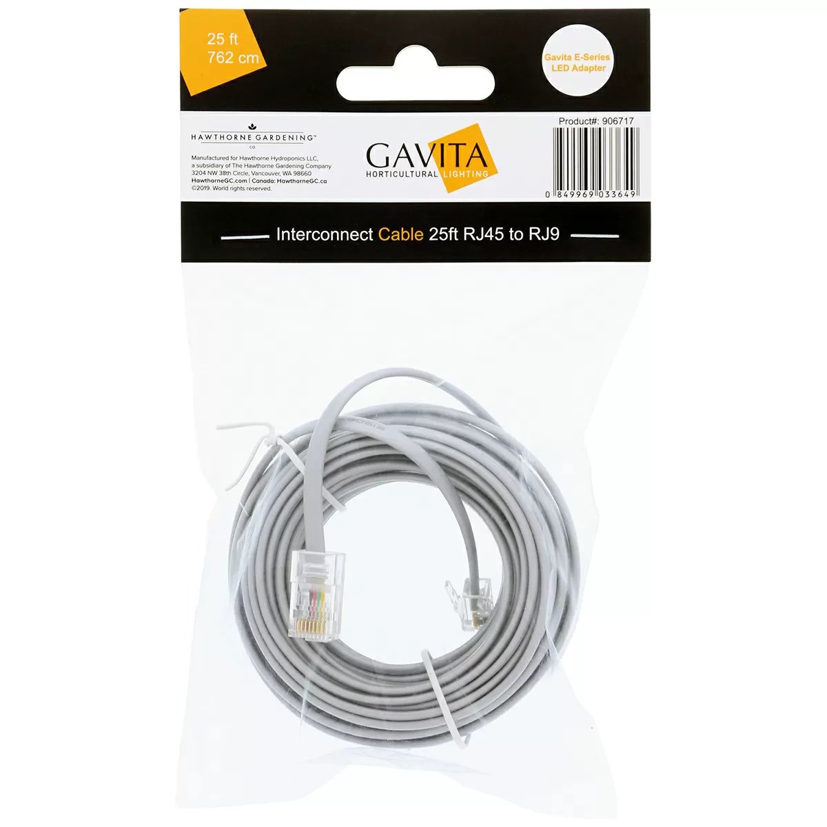 Gavita e-Series LED Adapter Interconnect Cable - 25' Long