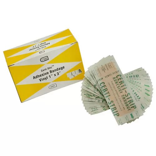 Certi-Strip™ Plastic Adhesive Strips - 1" x 3"