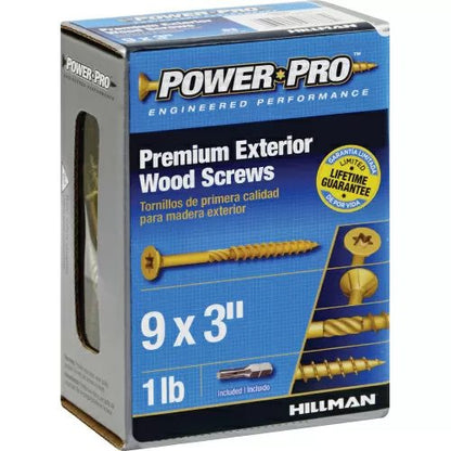 9 x 3" Power Pro™ Outdoor Wood Screw - Star Drive - Ceramic Coated - 1 lb. Box