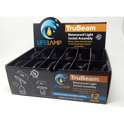 Adjustable Tru Beam Waterproof Light Socket w/1' Long Stem