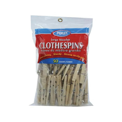 Spring Wooden Clothespins -  50 Pack