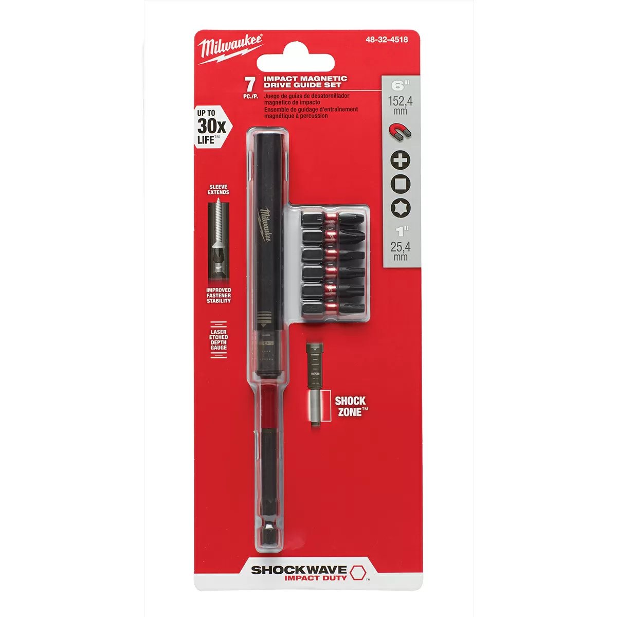 Milwaukee Tool Shockwave™ 6" Impact Magnetic Drive Guide Set - 7 Piece